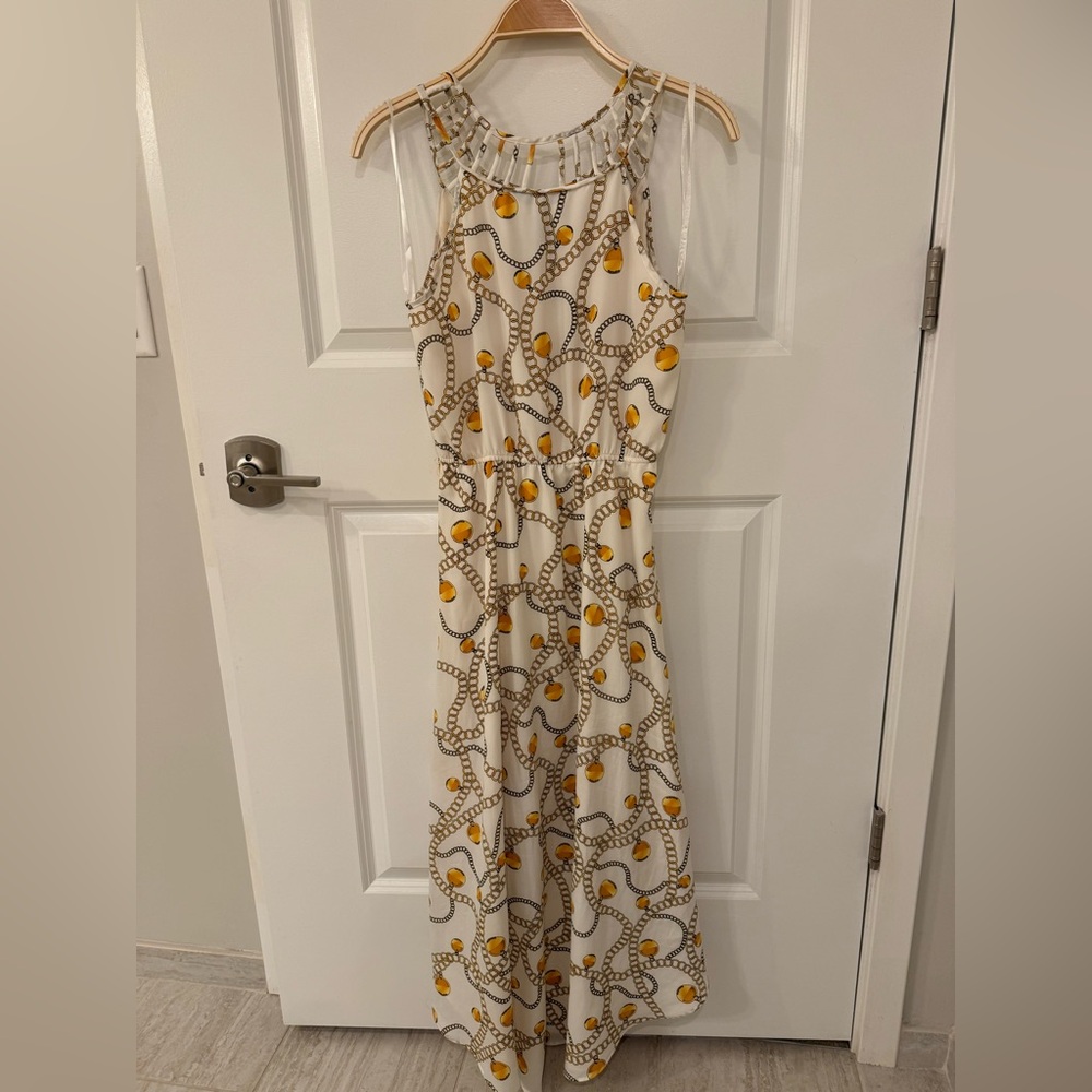 BCBG Paris XS gold chain maxi dress